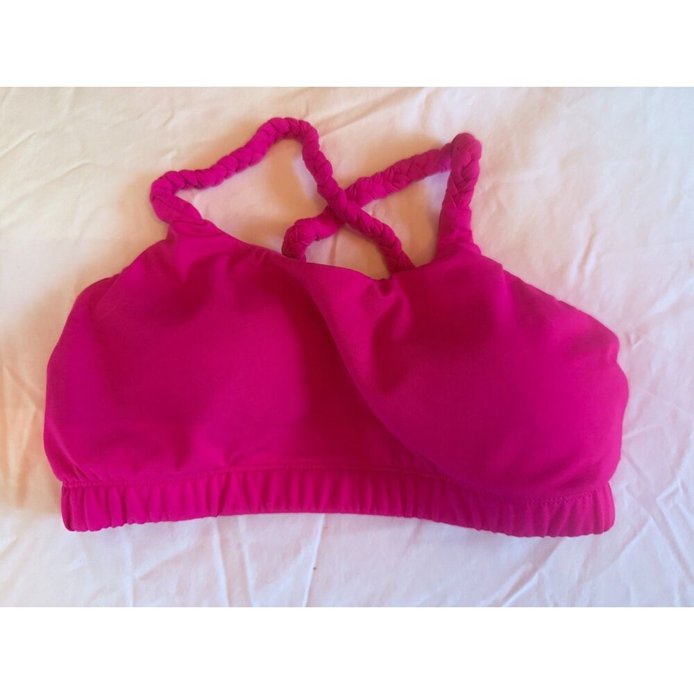 Kiava Sport Bra Padded Hot Pink Braided Straps Size Small EUC